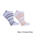 thumbnail image 4 of MinxNY 2 Pair Pack Black & Orange Graduated Stripe Cool Blue Micro Denier Anklets, 4 of 5