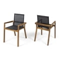 thumbnail image 2 of BELFAST Set of 2 Outdoor Dining Chairs - Acacia Wood Teak Finish with Black Mesh Seating, Weather-Resistant, Comfortable Armrests, 21.5"W x 24.25"D x 33.5"H, 2 of 13