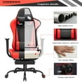 thumbnail image 5 of Vineego High-back Recliner Gaming Chair Swivel Office Chair PU Leather Adjustable Height Racing Style Computer Chair with Lumber Support Ergonomic Gaming Chair with Headrest and Footrest(Red), 5 of 8