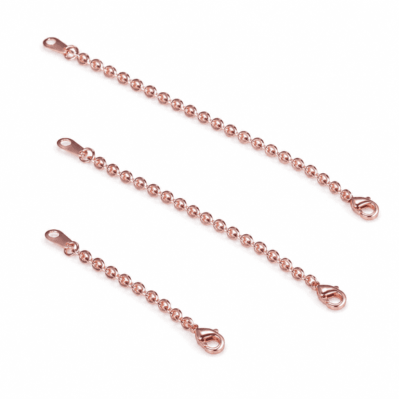 3Pcs Rose Gold Necklace Extender Set, 2" 4" 6" Stainless Steel Extension Chain for Necklace Bracelet Choker with Lobster Clasp