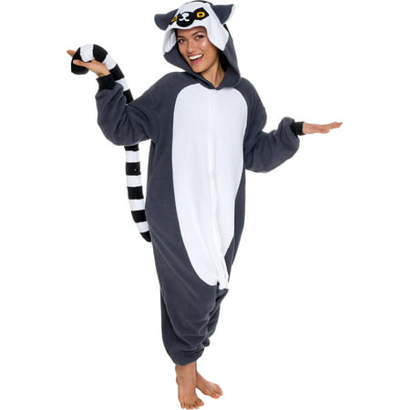 SILVER LILLY Unisex Adult Plush Lemur Animal Halloween Costume Pajamas
