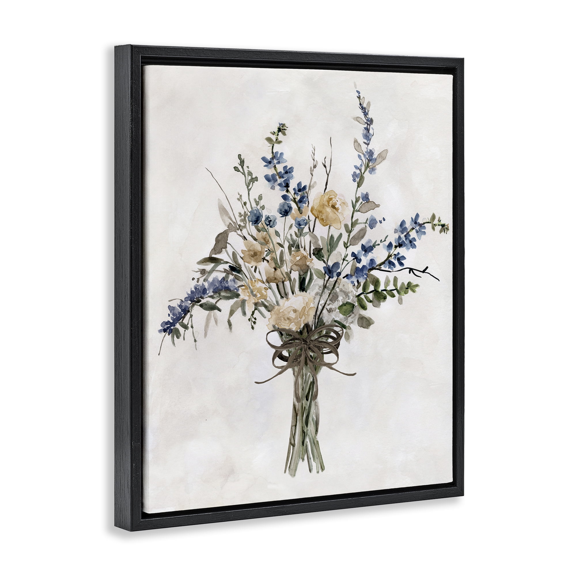 Stupell Industries Subdued Flower Bushel Black Framed Floater Canvas Wall Art, design by Carol Robinson