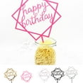 thumbnail image 3 of Langgg Square Happy Birthday Cake Topper Acrylic Insert Cake Card DIY Glitter Cupcake Smash Candle Stick, 3 of 9