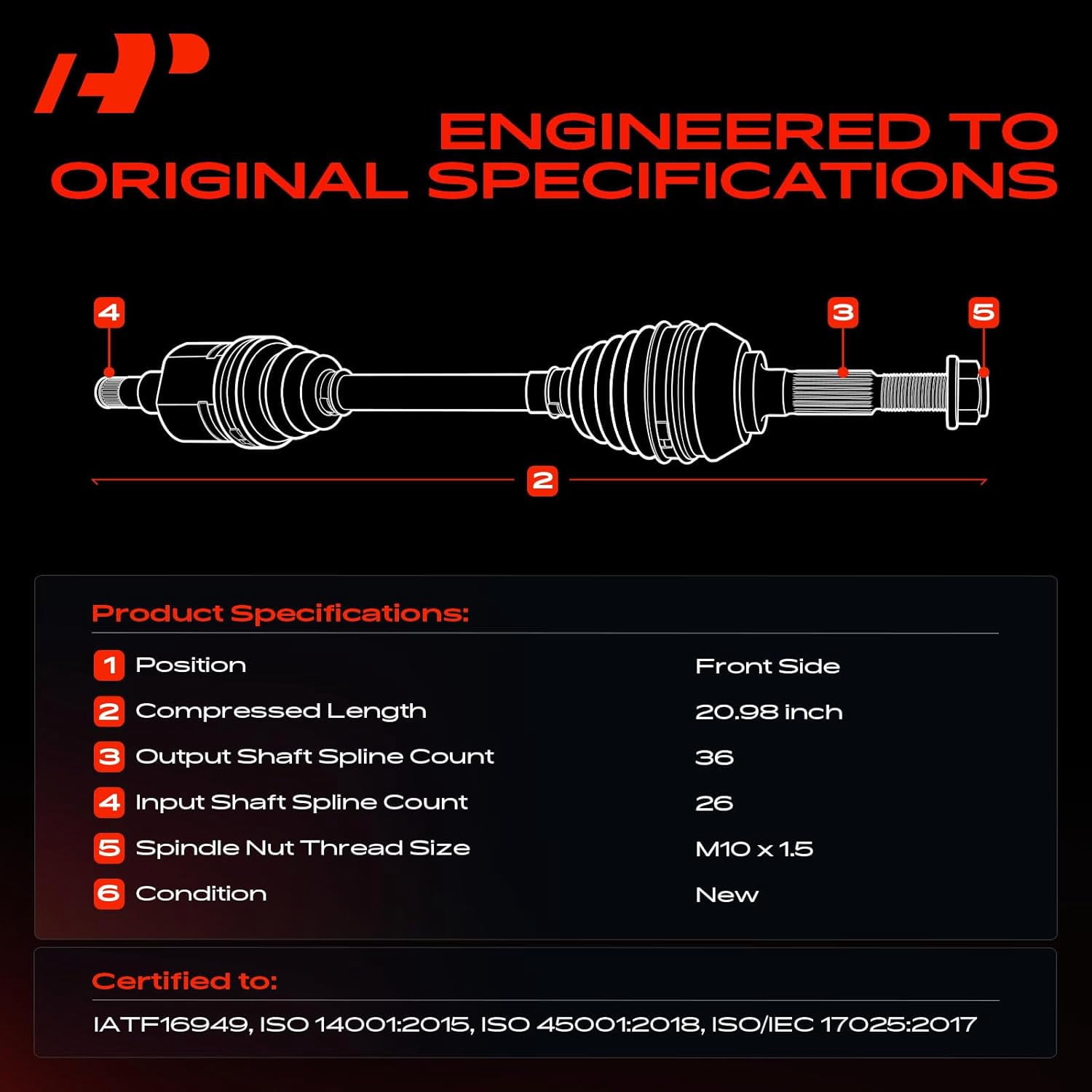 A-Premium CV Axle Shaft Assembly Compatible with Volvo C30 2008-2013, C70 2008-2010, S40 2005-2008 2010, V50 2005-2006, 1.6L 2.4L 2.5L, Manual Transmission, Replace# 360001812, 36000437