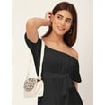 thumbnail image 5 of Moomaya Off Shoulder Solid Rayon Gathered Dress - Women's Trendy Casual Dress, 5 of 9