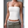 thumbnail image 5 of Womens Tube Tops Strapless Crop Tops Basic Backless Sleeveless Going Out 2026 Spring Summer Clothes White XL, 5 of 8