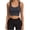 Dark Gray Summer Tank Tops for Women, variant on Padded Tank Tops for Women Sleeveless Ribbed Knit Shirt Standard Wide Straps Push Up Yoga Bras Cropped Camisole Top