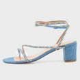 thumbnail image 2 of FSJ Women Chic Round Open Toe Strappy Sandals Chunky Block Heel Cross Strap Studded Rhinestones Pumps Party Date Work Shoes Size 8 Blue, 2 of 4