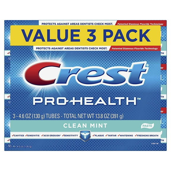 Crest Pro Health Smooth Formula Toothpaste, Clean Mint, 4.6 oz, 3 Pk