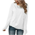 thumbnail image 1 of RQYYD Women's Long Sleeve Pleated Pullovers Tops Solid Cowl Neck Tunic Shirt Casual Loose Plus Size Sweatshirt Tops White XXL, 1 of 6