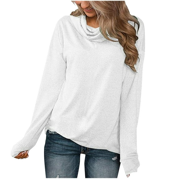HAiming Womens Turtleneck Long Sleeve Tops Trendy Solid Color Pullover Tunic Shirts Fall Plus Size Casual Loose Blouse
