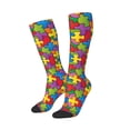 thumbnail image 2 of Womens Autism Awareness Puzzle Piece Pattern Knee High Socks Comfy Thermal Boot Long Socks, 2 of 7