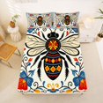 thumbnail image 5 of Homewish Bohemian Bee Queen Sheets,Vintage Floral Queen Sheet Sets,Blue Red,4 Pieces,1 Flat Sheet, 1 Fitted Sheet and 2 Pillowcases, 5 of 6
