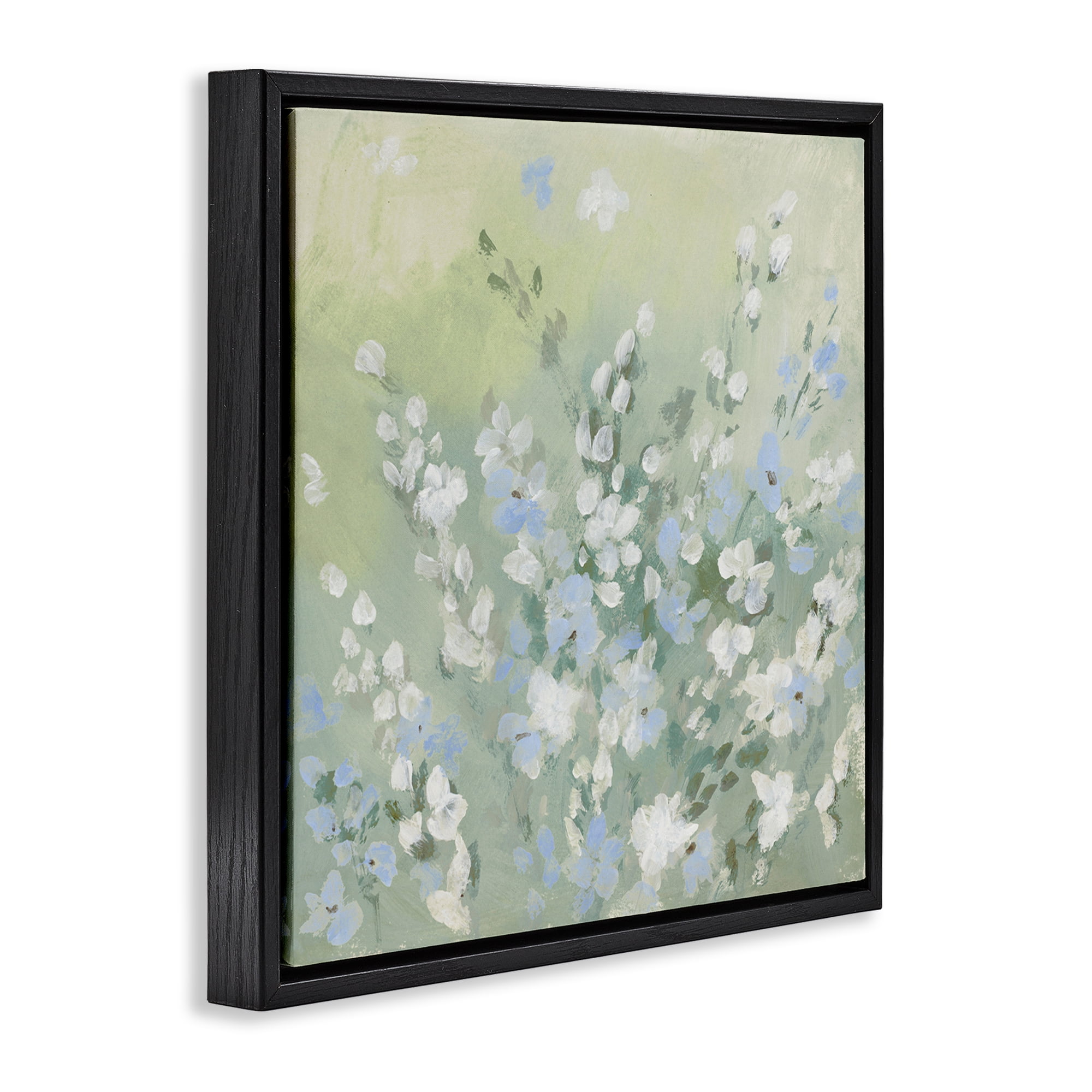 Stupell Industries Wispy Willows White Wildflowers Floral & Botanical Painting Black Floater Framed Canvas Art Print Wall Art, 25 x 25