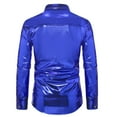 thumbnail image 3 of VSSSJ Button Down Shirts for Men Slim Fit Sequin Contrast Color Foil Long Sleeve Collared Shirt Blouse Fashion Disco Nightclub Party T-Shirts Blue M, 3 of 4