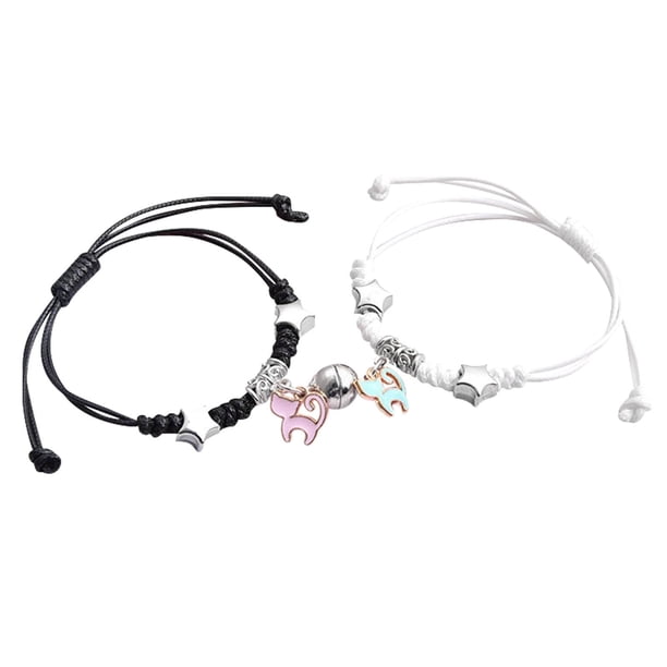 Juego de pulseras magnéticas para parejas, de aleación ajustable | Pulseras de atracción a juego para él y para ella | Regalo de cumpleaños, aniversario y San Valentín para parejas y familias