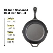 Lodge 10 Inch Cast Iron Skillet - Chef Collection - Pre-Seasoned Cast Iron Pan - Cooking Skillet for Frying, Searing & More - Cast Iron Skillets - Kitchen Essentials
