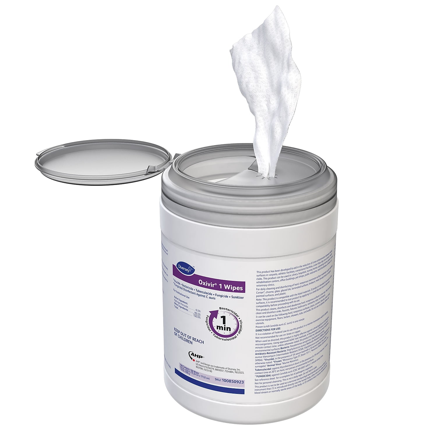 Diversey Oxivir TB Disinfectant Wipes, 6" x 7", 160 Wipes Per Container, Pack Of 12 Containers