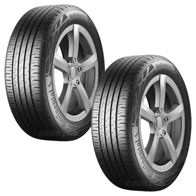 paquete de 2 llantas 165/70 r14 continental contiecocontact 6, par de llantas Continental EcoContact 6 165/70 R14 en vista 3/4 con dibujo direccional en la banda de rodamiento y logo Continental en el flanco sobre fondo blanco; adecuado para autos compactos y suele usarse como reemplazo de fábrica.