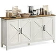 thumbnail image 1 of VASAGLE LIRY Collection - Armoire de Rangement, Buffet, Bahut, Crédence, avec Tablettes Ajustables, pour Entrée, Blanc Rustique et Brun Miel, 1 of 6