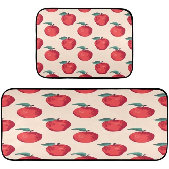 Summer Apples Kitchen Rugs Set of 2, Waterproof Non-Slip Large Floor Mat Anti Fatigue Standing Mat for Office, Sink, Kitchen, Bedroom, Bathroom, Laundry, g343680035p662c703s1472