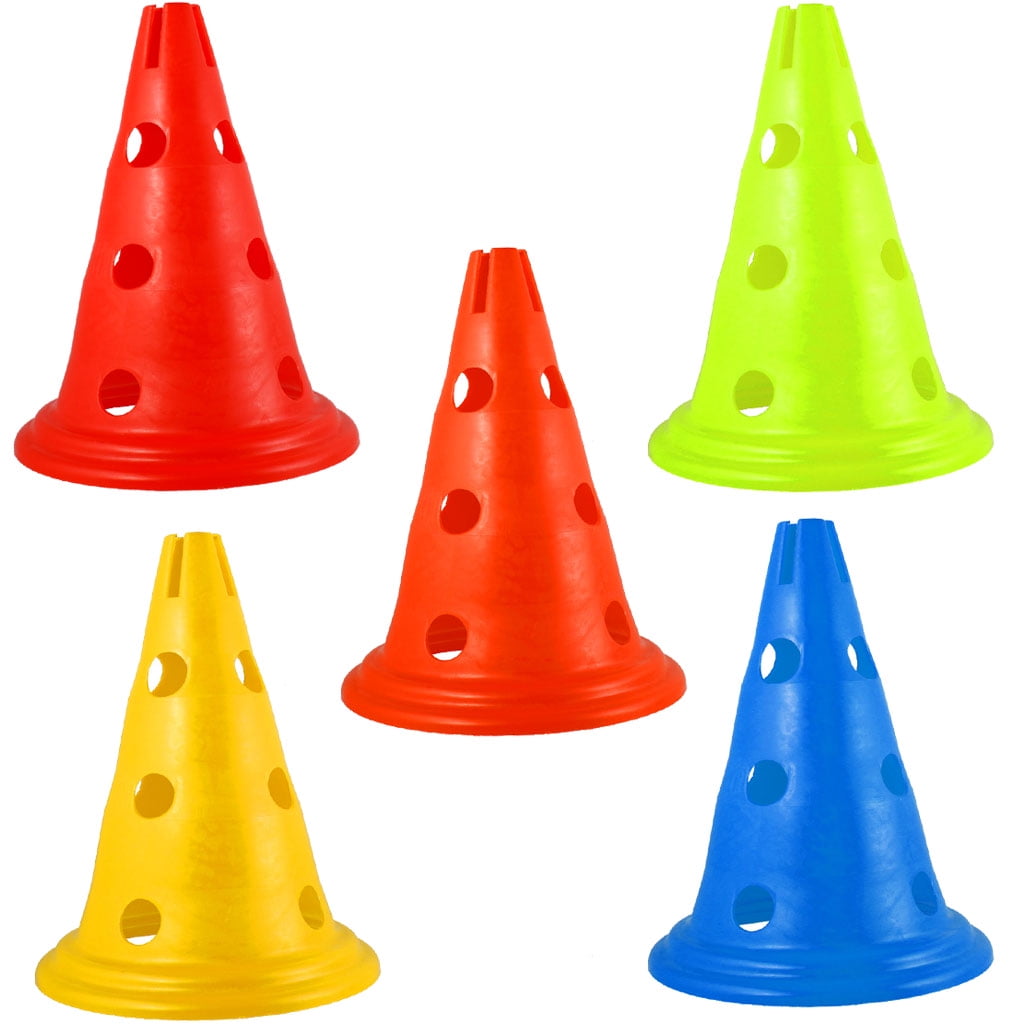 Dualoai 5pcs Sport Soccer Football Training Cone Traffic Safety Cones 30cm Yellow