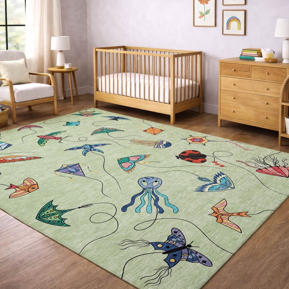 Addison Rugs Chantille Indoor/Outdoor Transitional Kids Aloe Machine Washable Rectangle Rug, 10' x 14'