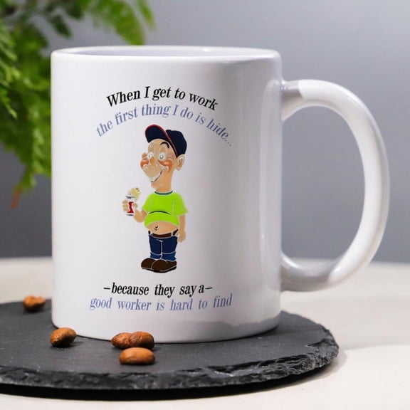 Funny Humorous Saying Coffee Mug When I Get To Work 11oz Ceramic Mug Cups Ideal Birthday Party Boy Men Husband Son Boyfriend Friend Coworker Classmate