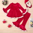 thumbnail image 6 of Generic Toddler Girl Christmas Clothes Baby Kids Girls Suit Christma Patchwork Trumpet Sleeve Pullover Tops Pants 2PCs Set Outfits for Outdoor Fashion Casual Soft Comfortable(2-3 Years,Red), 6 of 6