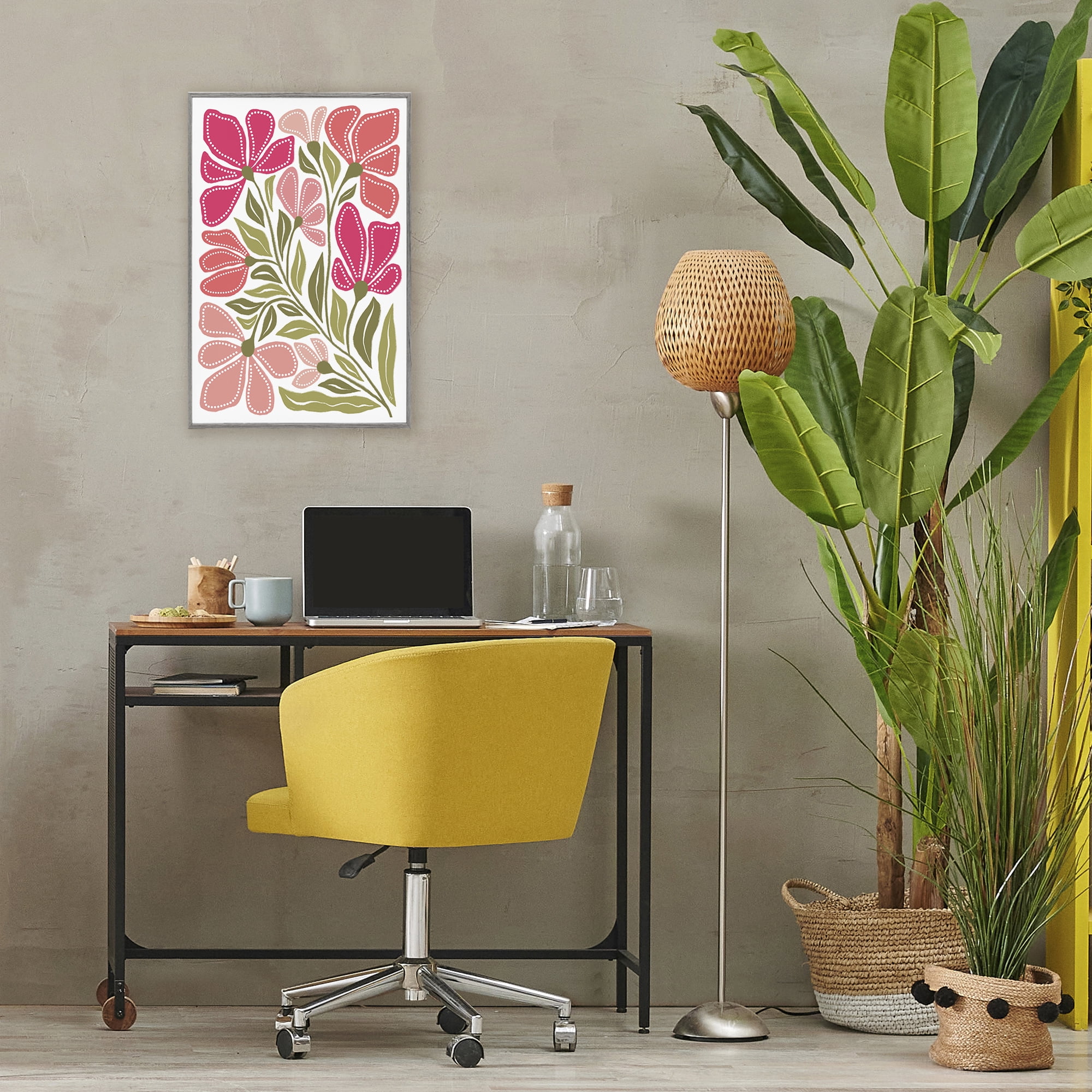 Stupell Industries Bold Midcentury Blooms Gray Framed Giclee Art, design by Martina Pavlova