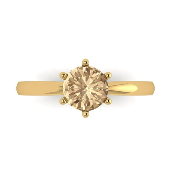 Solitaire Engagement Ring for Women - 1ct Yellow Moissanite in 18K Yellow Gold Promise Ring