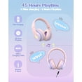 thumbnail image 4 of Kids Bluetooth Headphones Light Up, Wireless/Wired Headphones with Noise Cancelling Microphone, 85/ 94dB Volume Control Headset, Foldable Stereo Headset for Boys Girls Home School, 4 of 7
