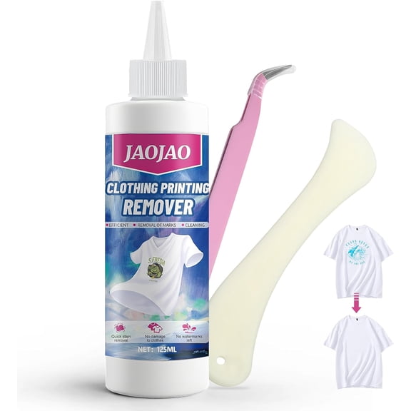 Vinyl Remover for Heat Transfer Vinyl, Rapid Remover Quick Results No Damage to Fabrics Suitable for T-Shirts Canvas Hats DIY Heat Transfer Cleaning Tool, 125ML