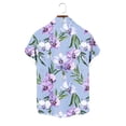 thumbnail image 6 of Ceisia Men's Orchid Flower Print Hawaiian Shirt Short Sleeve Button Down Casual Summer Top Light Blue L Gifts for Father, 6 of 7