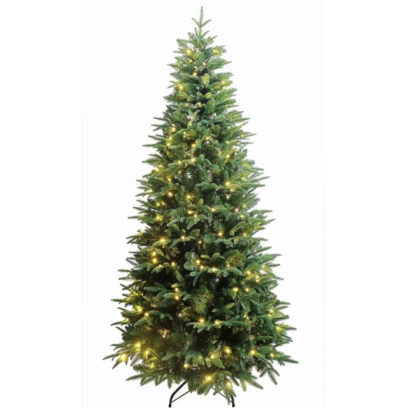 6ft Luxury Real Feel Forest Fir Slim Christmas Tree Pre-lit with Dual Color LEDs (Pre-lit 6ft)