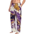 thumbnail image 6 of Salouo Purple Gold Marble Swirls Print Pajama Pants for Men, Lounge Pants Elastic Waistband Casual Men's sleepwear Loungewear Sleep Pajama Pant -Small, 6 of 7