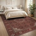 thumbnail image 3 of ODIKA 8'x10' Washable Area Rug Non-Shedding, Easy Care, Muted Terracotta Ivory Boho Oriental Decorative Throw Design for King Size Bedroom Under Bed, Master Suite, 3 of 7