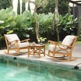 thumbnail image 2 of Cambridge Casual  Lowell 3-Piece Teak Patio Chat Set Natural Teak/Beige Cushion, 2 of 5