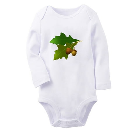 

Babies Acorn Pattern Rompers Newborn Baby Unisex Bodysuits Infant Jumpsuits Toddler 0-12 Months Kids Long Sleeves Oufits (White 6-12 Months)