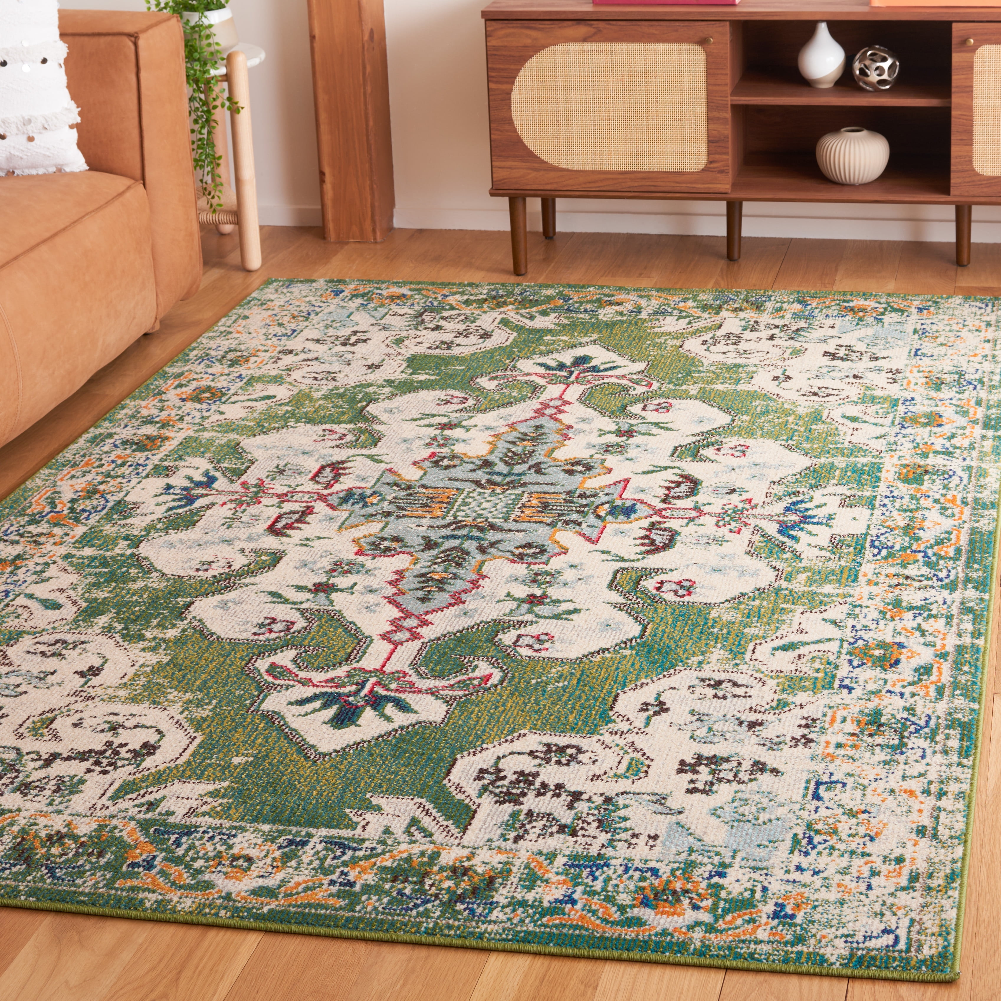 SAFAVIEH Madison Richmal Oriental Area Rug, Green/Aqua, 9' x 12'