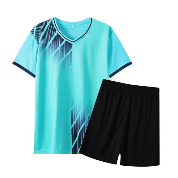 Ulanda Kids Soccer Jersey Set Uniform Kit with Shirt Shorts for Boys Girls Quick Dry Wear School Sports Training Football Match Set (Sky Blue, 7-8 Years)