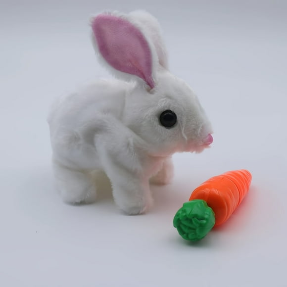 MesaSeCA Jouet Lapin en Peluche Interactif avec Oreilles Mobiles et Couineur - Polyester Doux Offert en Blanc/rose/jaune