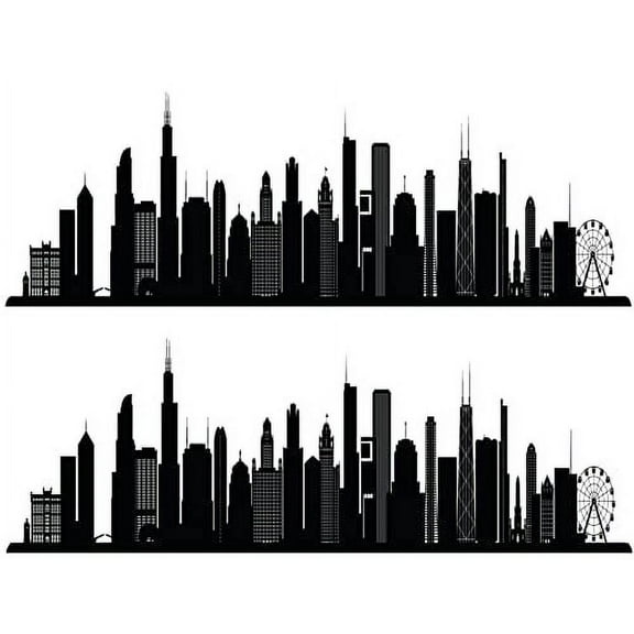 Whimsical Practicality's Chicago Skyline Edible Image Cake Frosting Strips- 2 Strips 3.75"x 10" Each