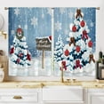 thumbnail image 5 of CUH Xmas Blackout Window Curtain Slot Top Printed Window Treatments Rod Pocket Window Drapes Blue W:34''x L:83'', 5 of 6