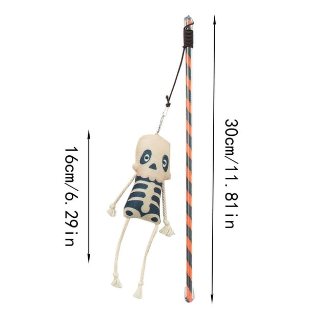 Halloween Cat Teaser Stick. Elastic Rope Cat Toy. Cat Teaser Stick With Feather And Chime. Holiday Ornament.