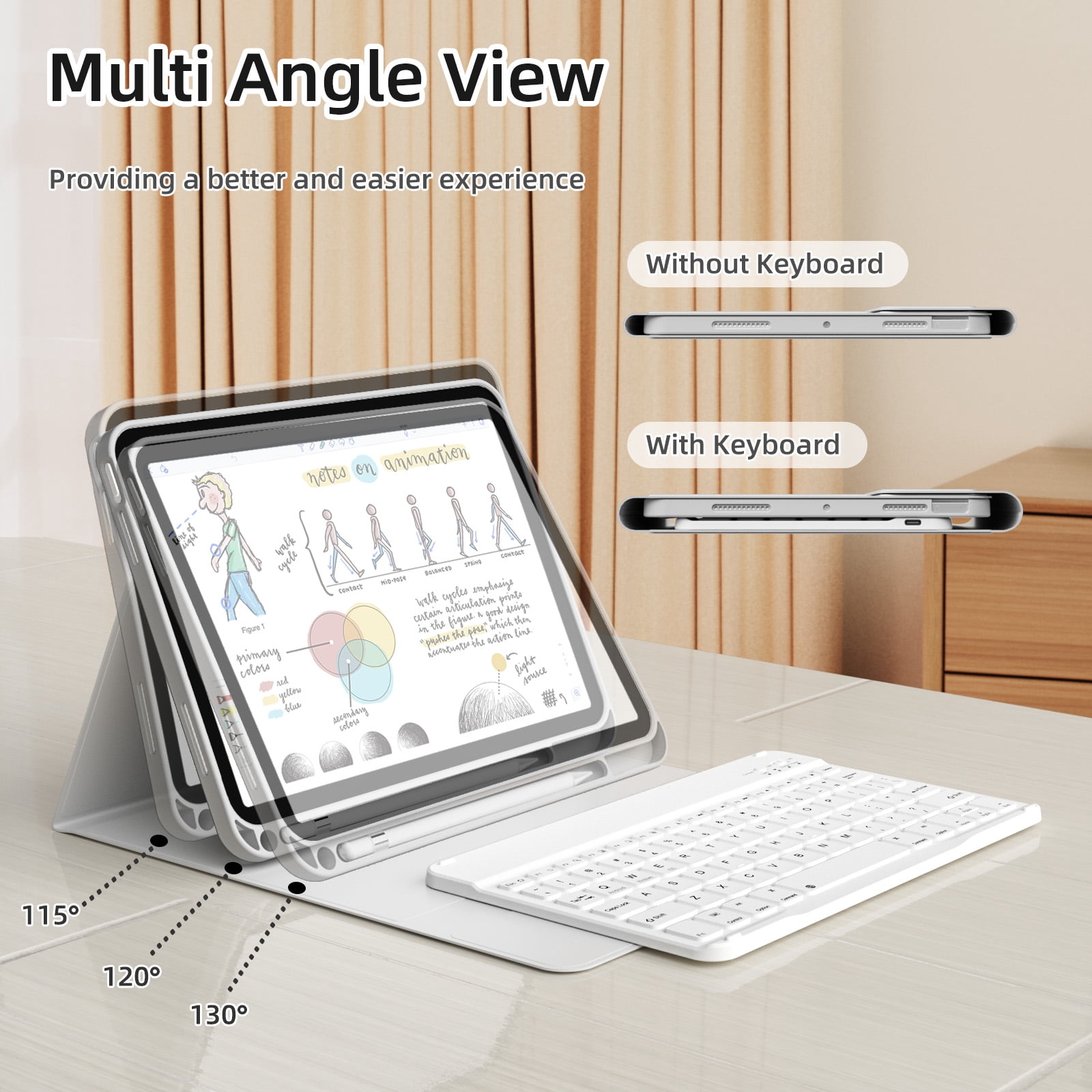 GKABXY Magnetic Keyboard Case for iPad A16 11th /10th Generation 2025/2022 with Pencil Holder 10.9/11 Inch, Magnetic Detachable Wireless Bluetooth Multi-Angle Stand Rechargeable Keyboard Case, Gray