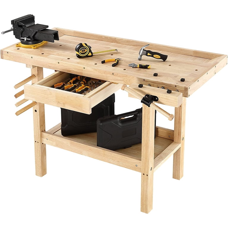 Olympia Tools Hard Wood Workbench, 4-Ft Length, Vise, Storage