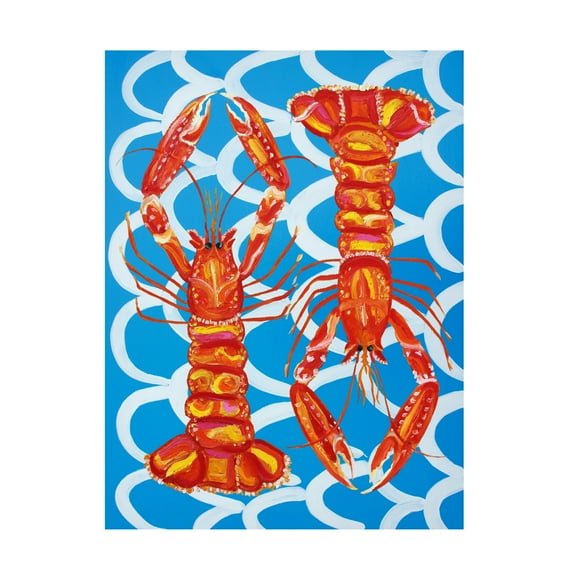 Trademark Fine Art Alice Straker Langoustines On Blue Canvas Wall Art