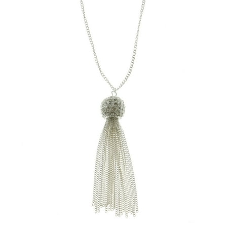 Mi Amore Tassels Adjustable Pendant-Necklace Silver-Tone