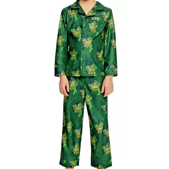 Teenage Mutant Ninja Turtles Team Turtles Boy's Button Down Flannel Pajama Set (Size 5)